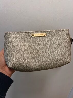 Michael Kors Taupe and Gold Monogram belt bag